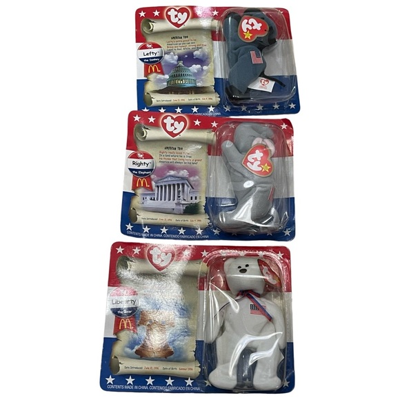 Rare Ty Teenie Beanie Babies AMERICAN TRIO - Complete set of 3, 2000 - Picture 1 of 5
